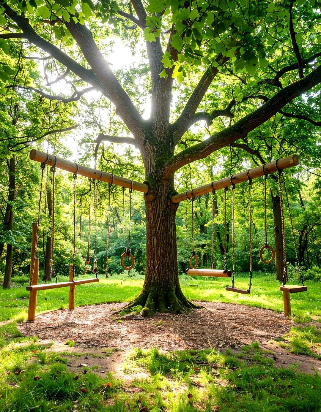 Tree Integrated Outdoor Gym Using Supportive Branches - 25 outdoor gym ideas