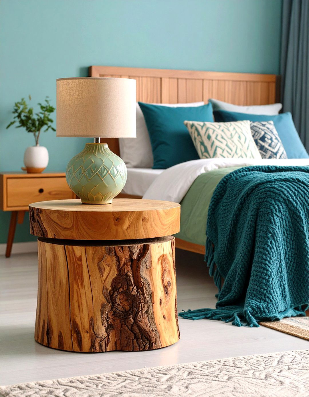 Tree Stump Nightstand Grounds the Space in Nature - 25 nightstand ideas