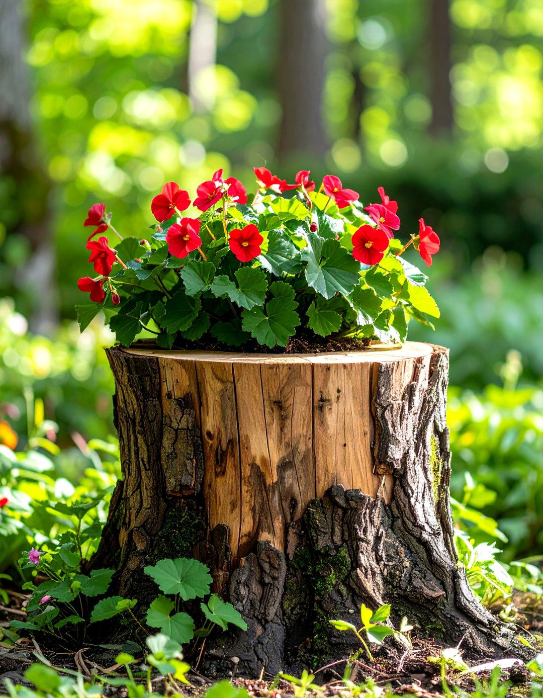 Tree Stump Pedestal Plant Stand - 25 outdoor plant stand ideas