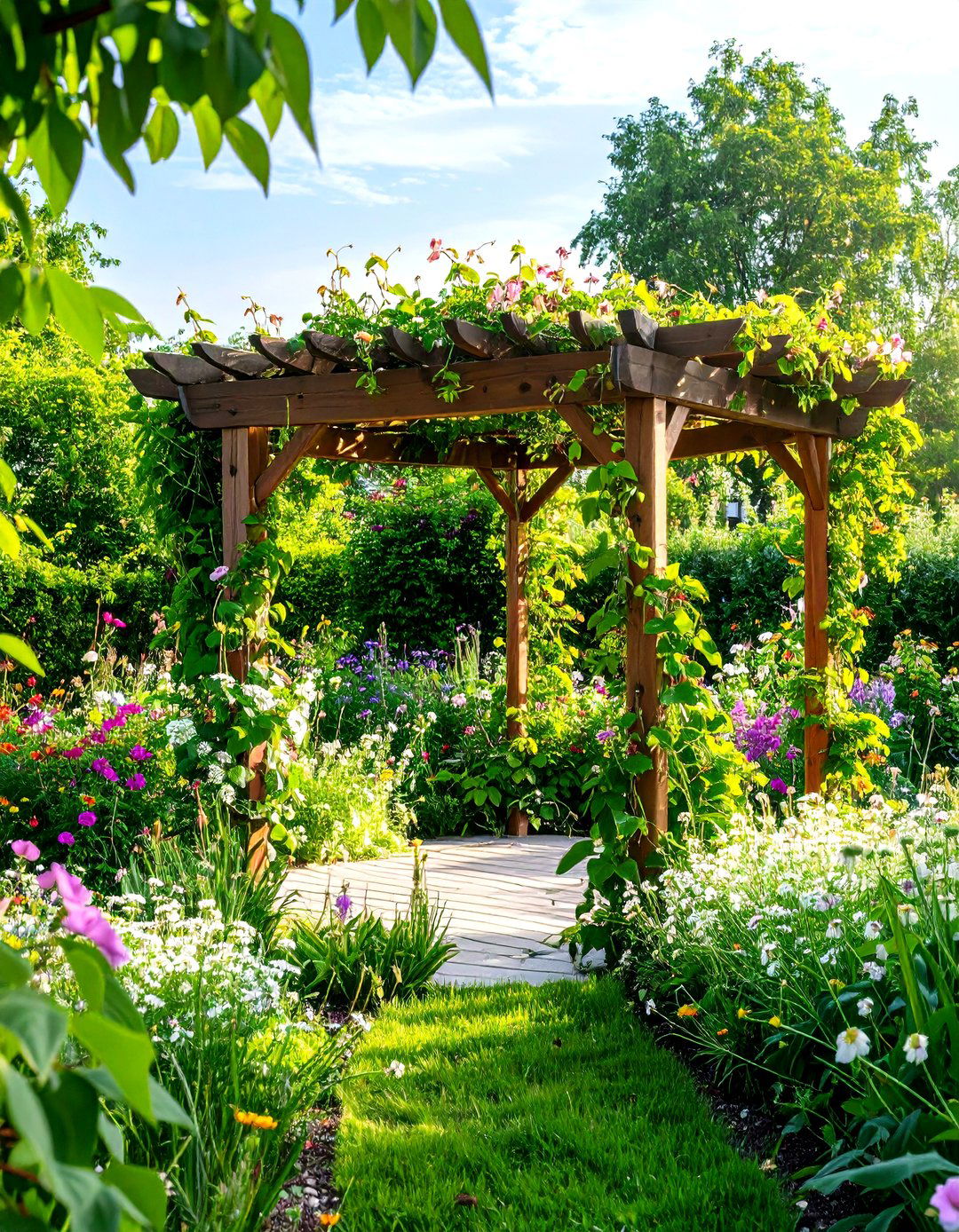 Trellis Roof Wishing Well Garden for Climbers - 25 outdoor wishing well garden ideas