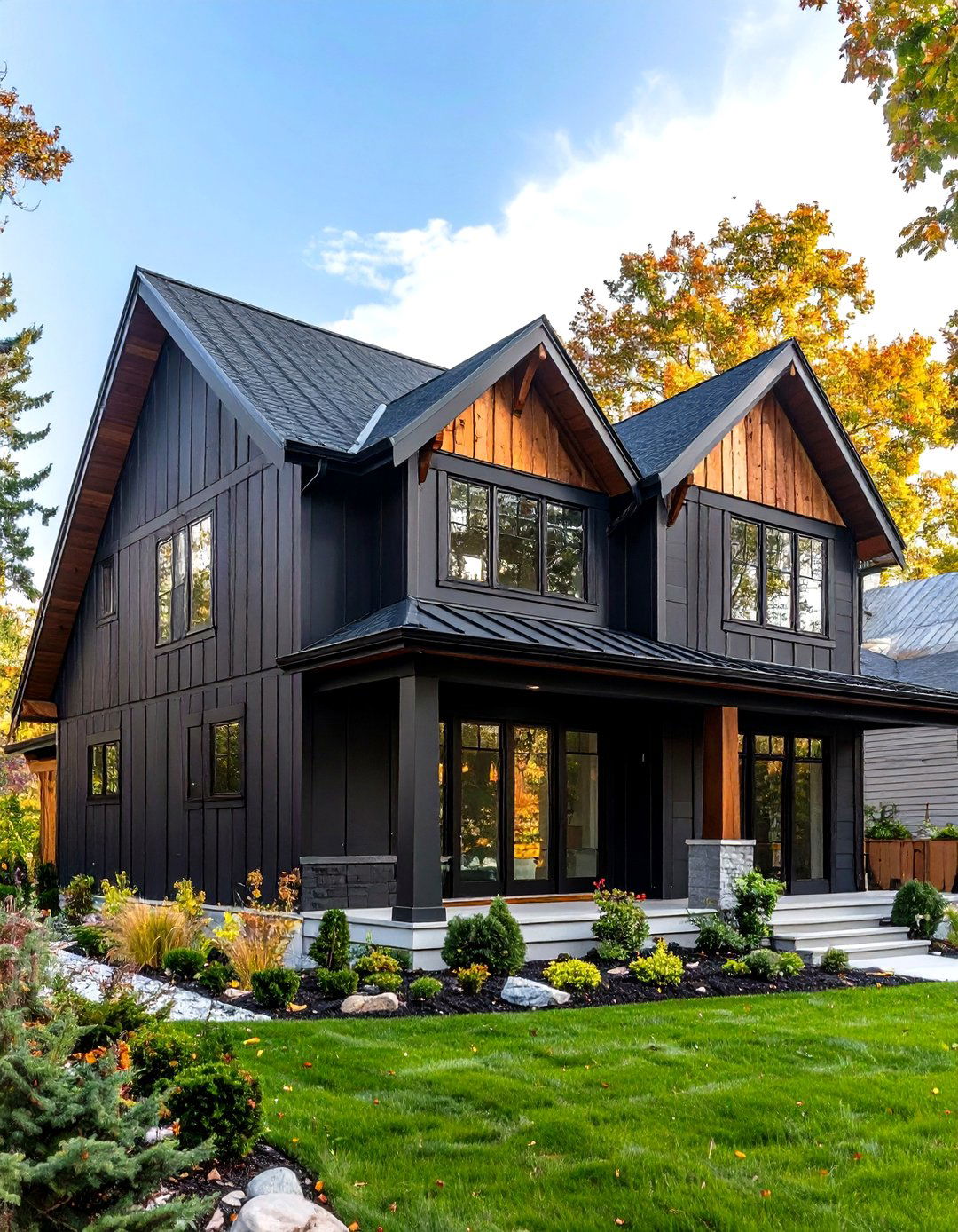 Tricorn Black SW True Black Paint Color with Edge - 25 paint colors for a modern black house with cedar accents