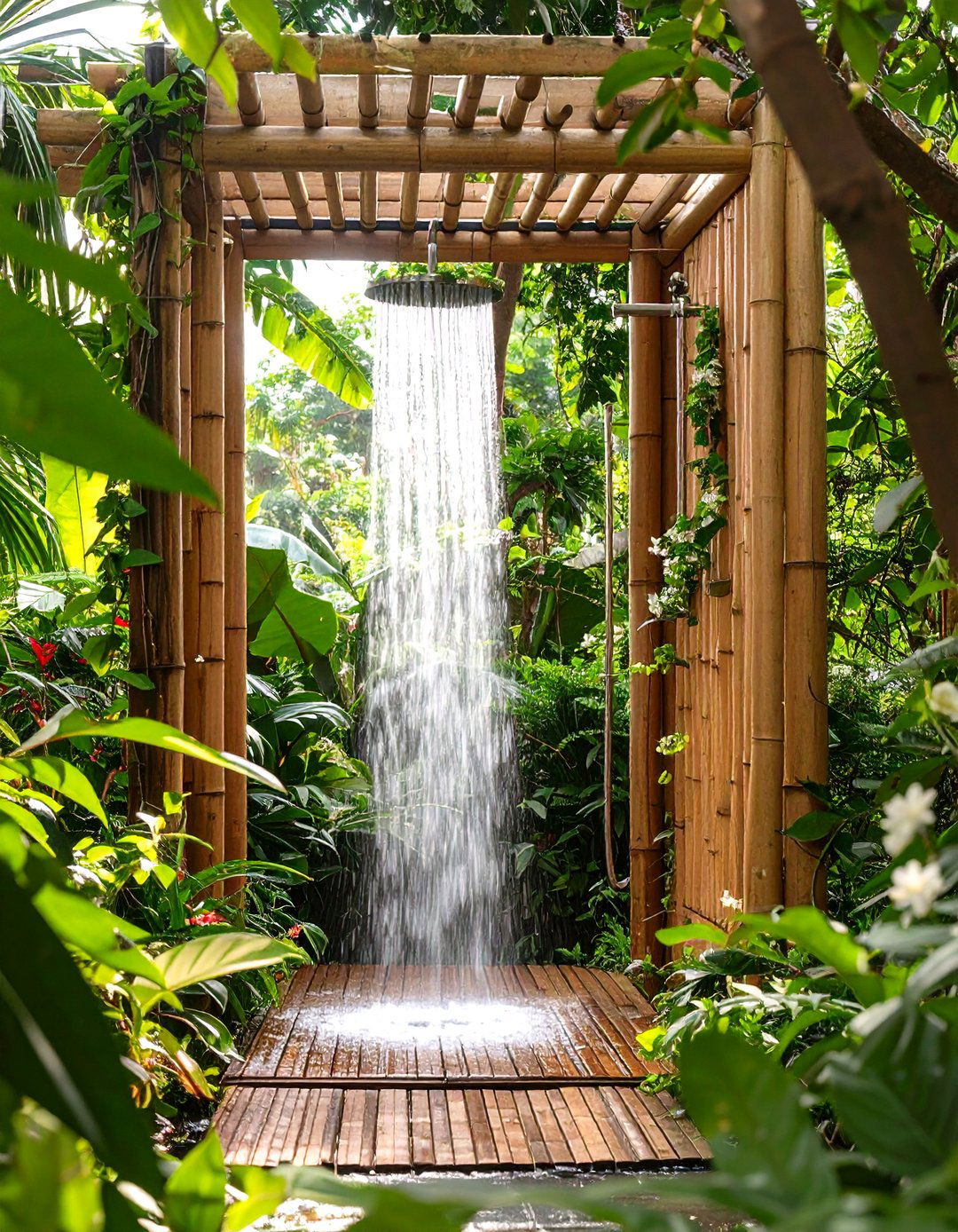 Tropical Bamboo Screen Outdoor Shower - 25 outdoor shower ideas