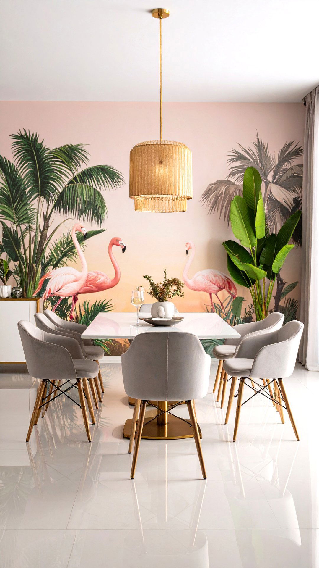 Tropical Deco Mural Brings Wanderlust to an Art Deco Dining Room - 25 art deco dining room ideas