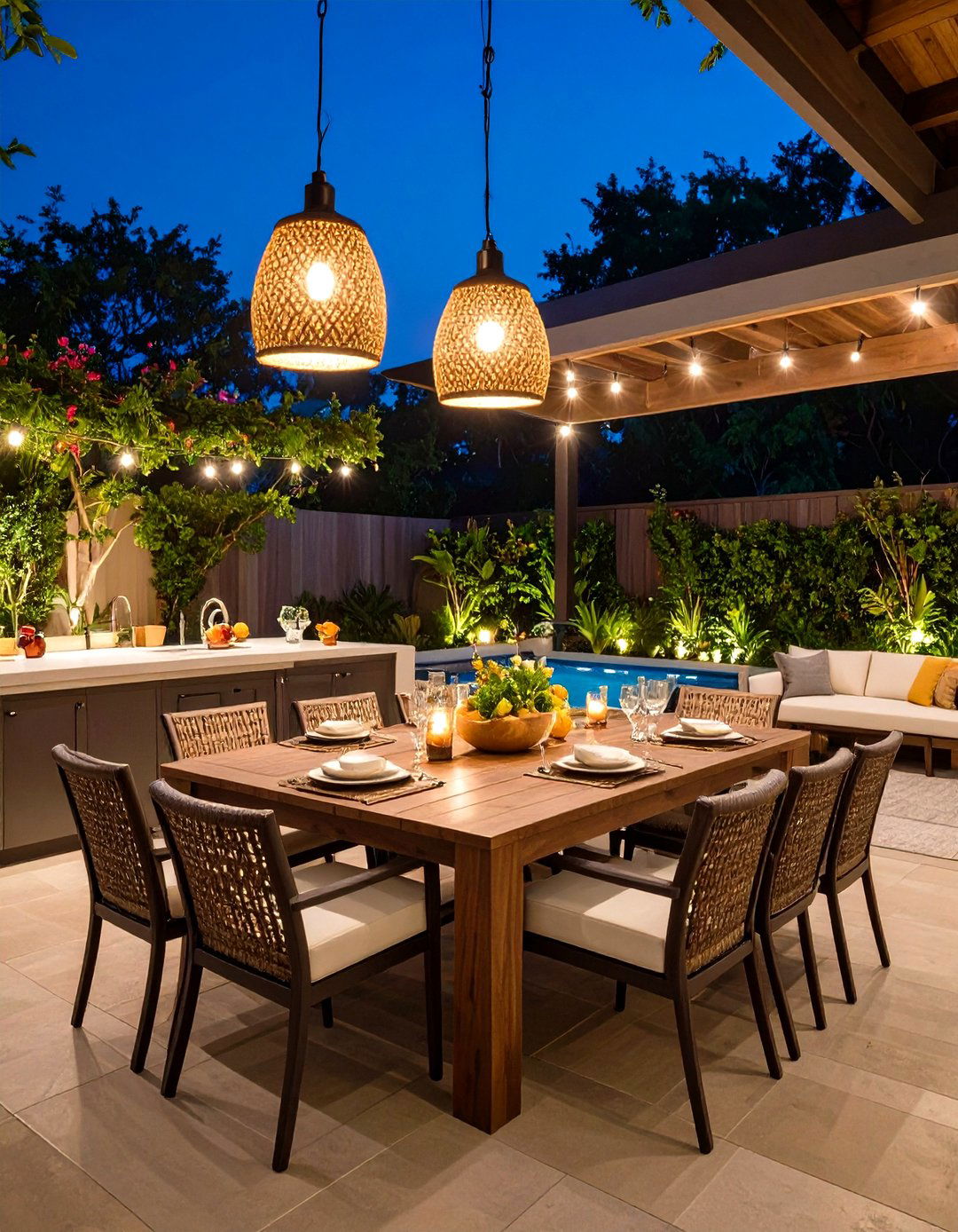 Tropical Hardwood Countertop Treated for Weather - 25 outdoor kitchen countertop ideas