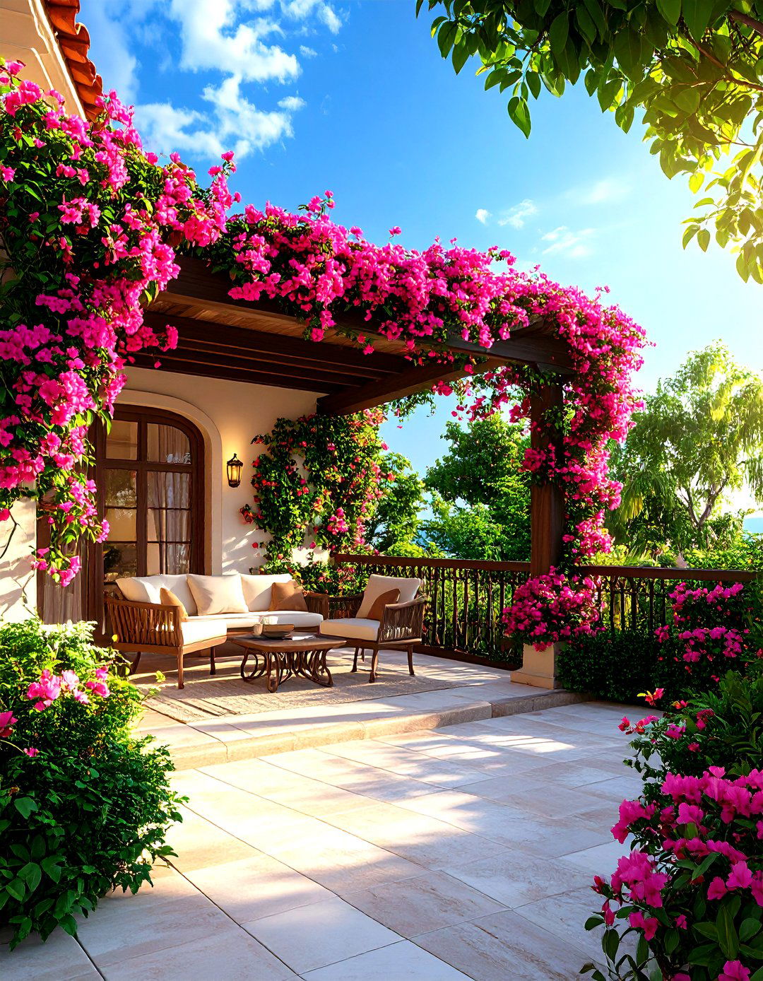 Tropical Mandevilla Climbs Up Trellises for Resort Style Flair - 25 outdoor plants for patio