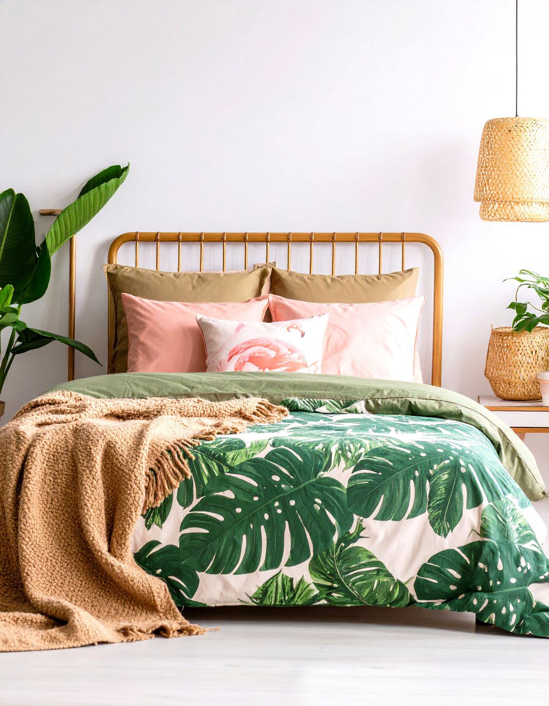 Tropical Print Textiles Refresh a Miami Style Bedroom - 25 80s bedroom ideas