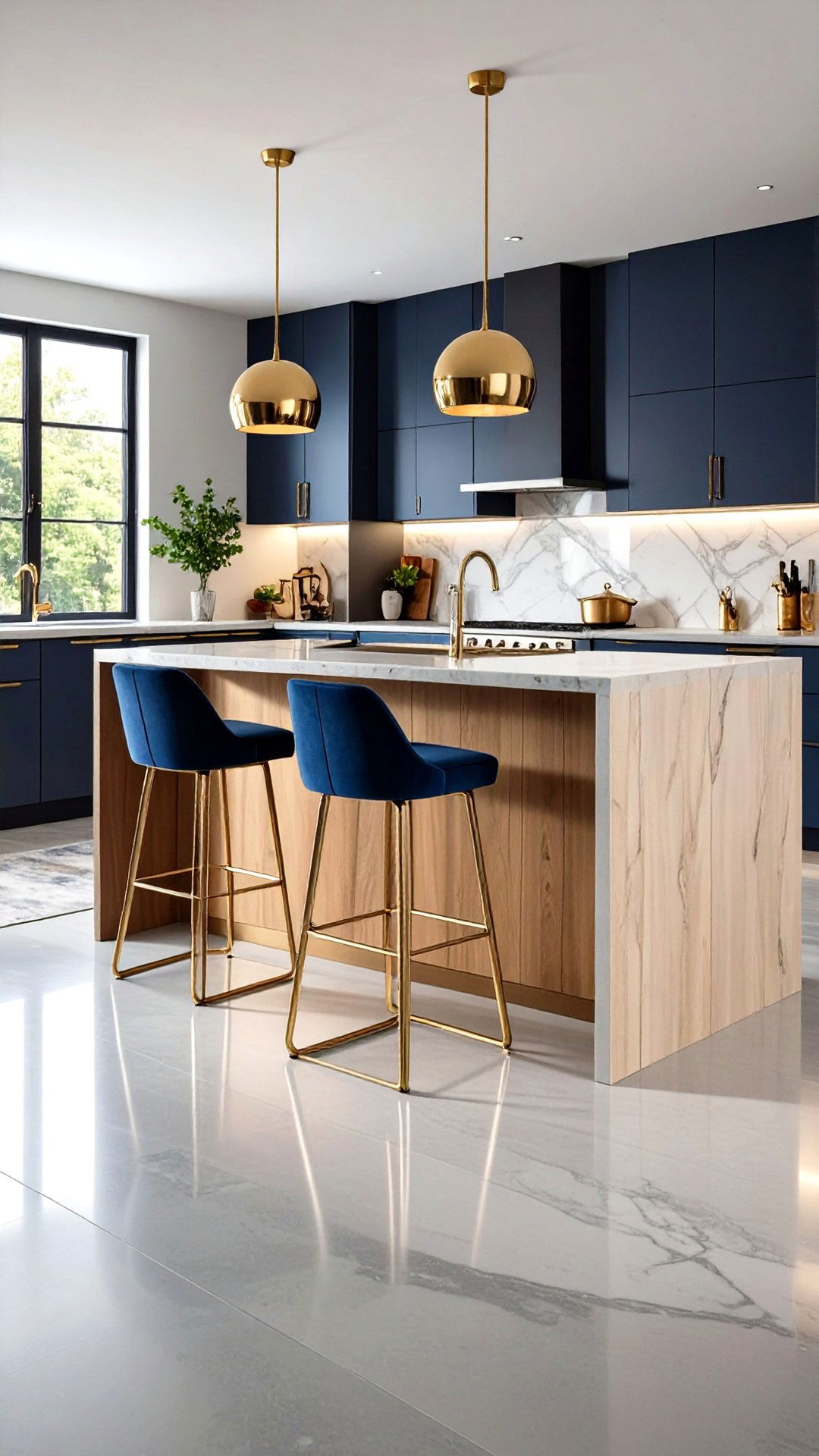 Tubular Steel Bar Stools with Upholstered Seats - 25 art deco kitchen ideas