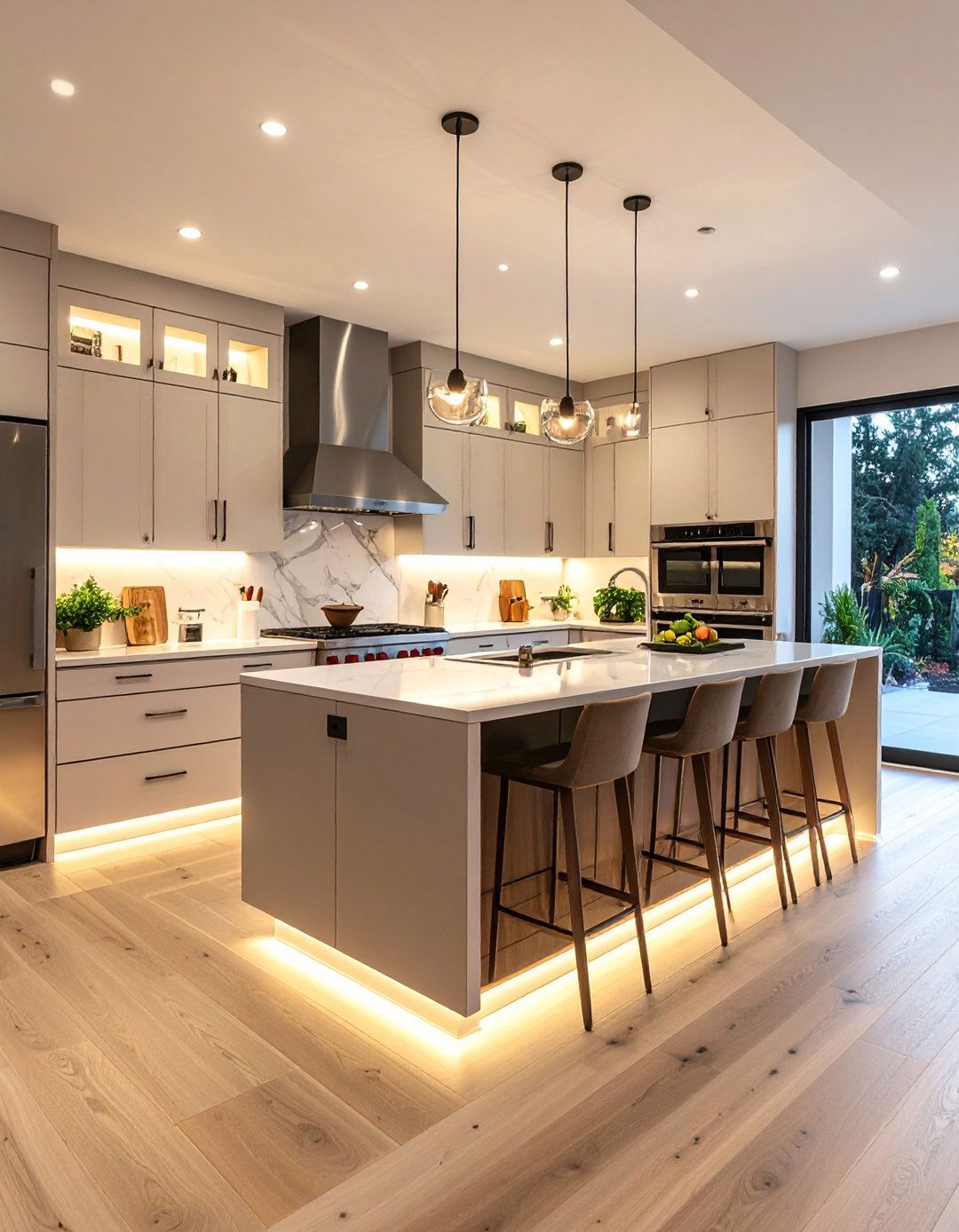 Tuck LED Strips Beneath Cabinets - 25 one wall kitchen ideas