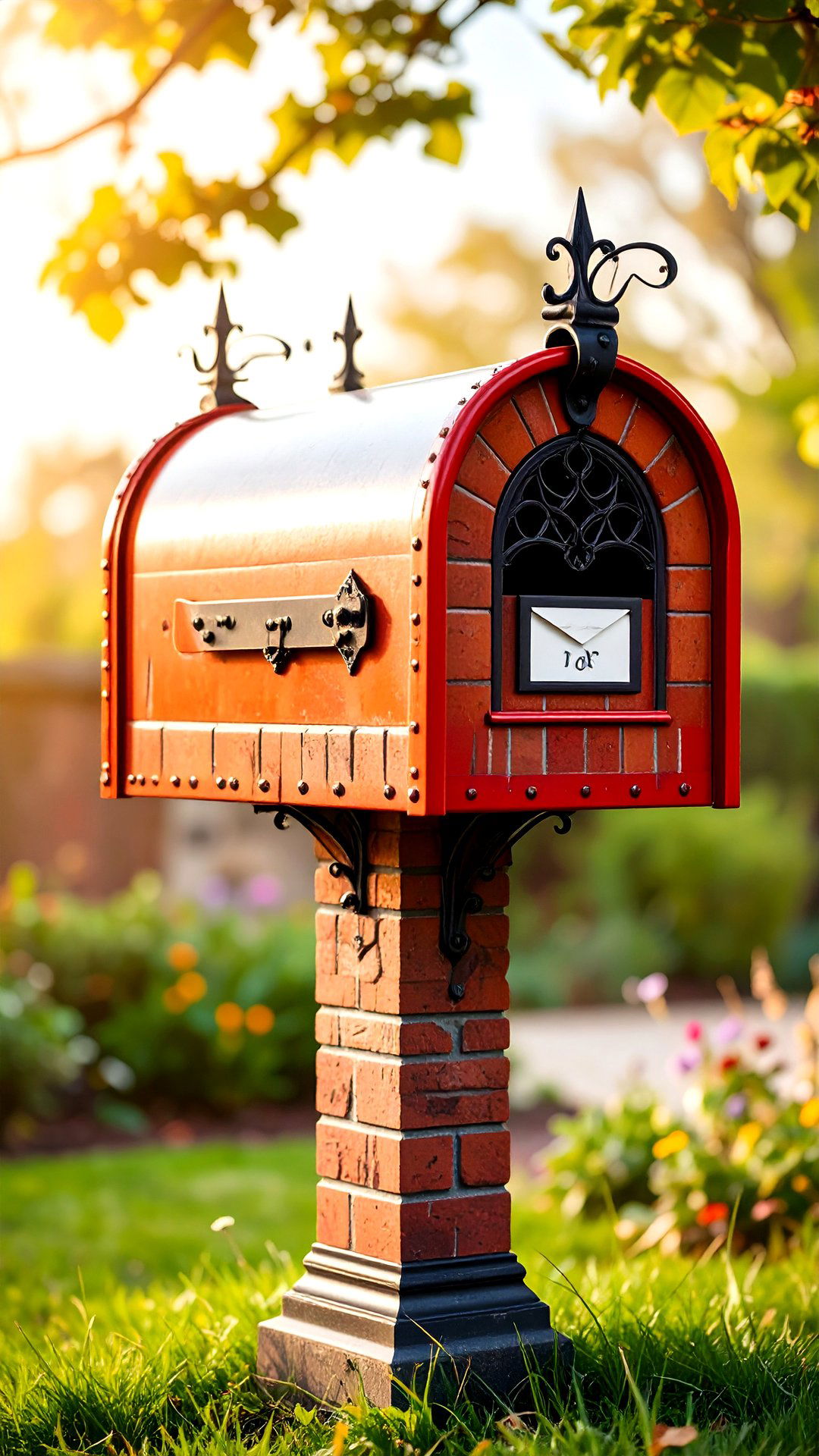 Tudor Inspired Brick Mailbox with Gothic Arches - 25 brick mailbox ideas