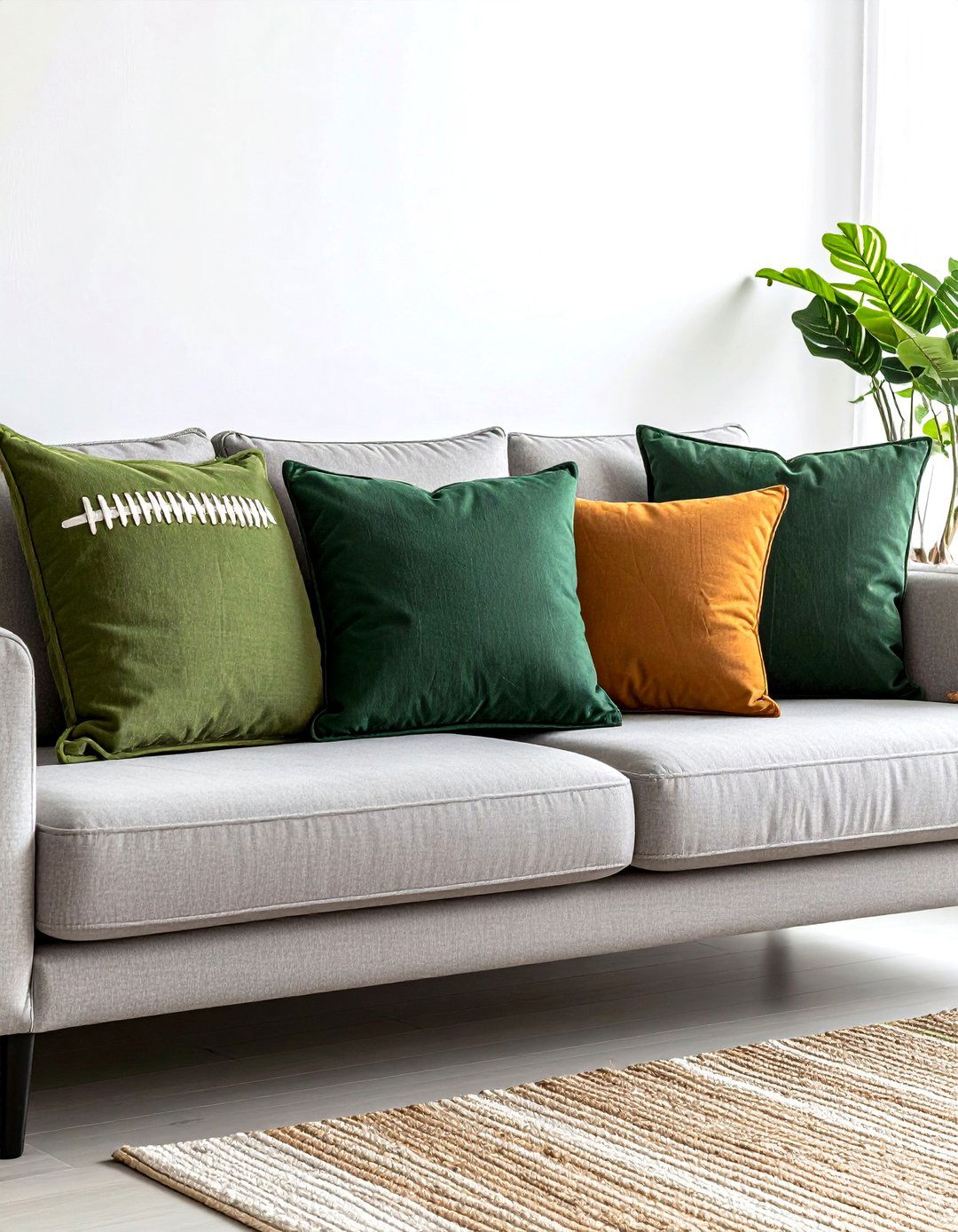 Turf Texture Throw Pillows to Layer Green - 25 football room decor ideas