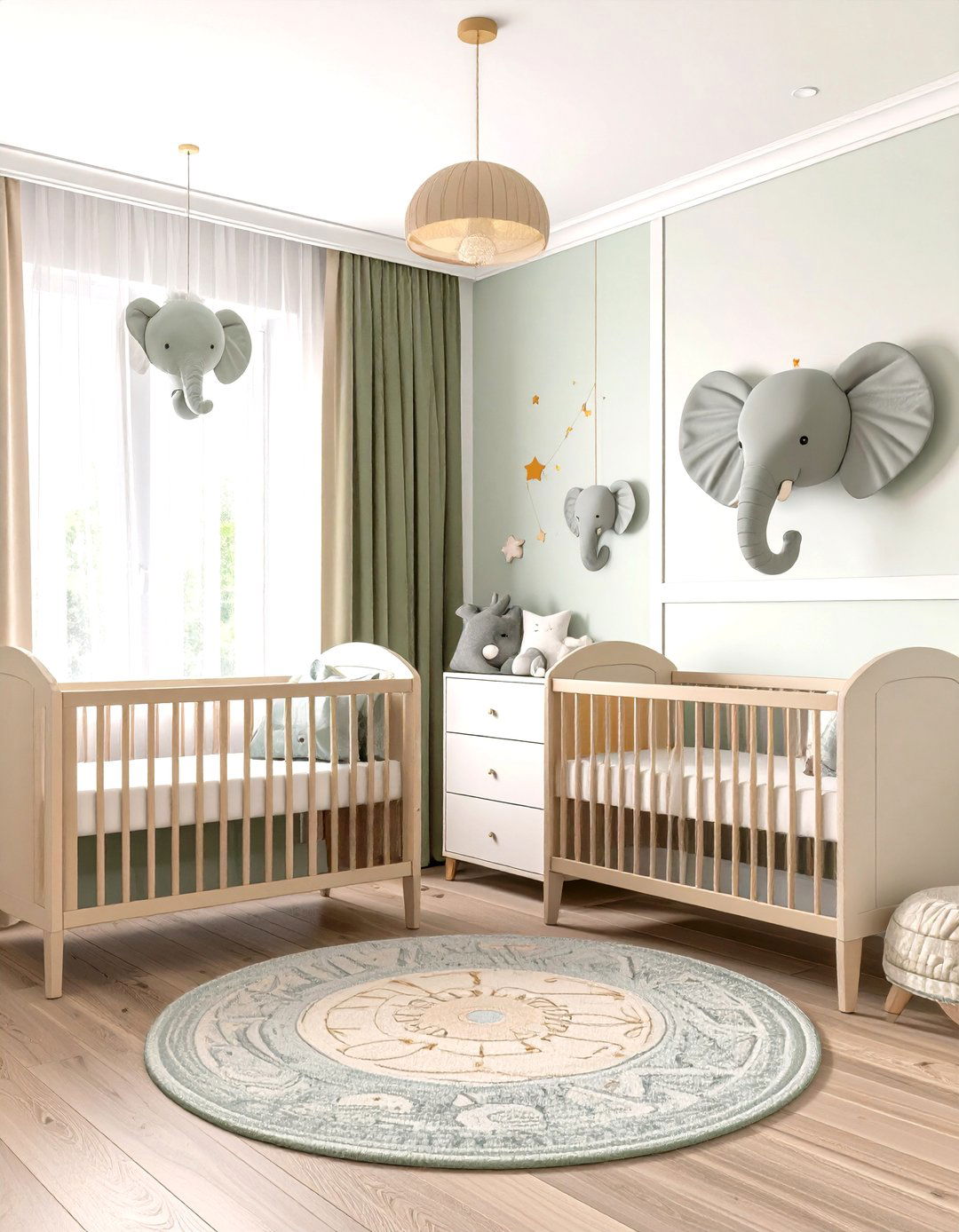 Twin Friendly Elephant Nursery Layout - 25 elephant nursery ideas