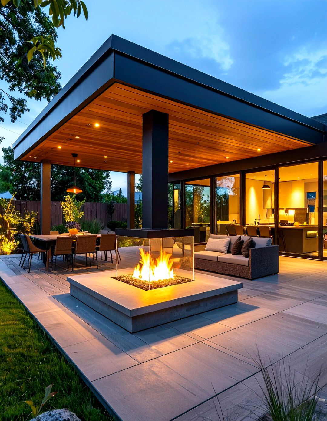Two Sided Outdoor Fireplace Connects Spaces - 25 outdoor fireplace ideas