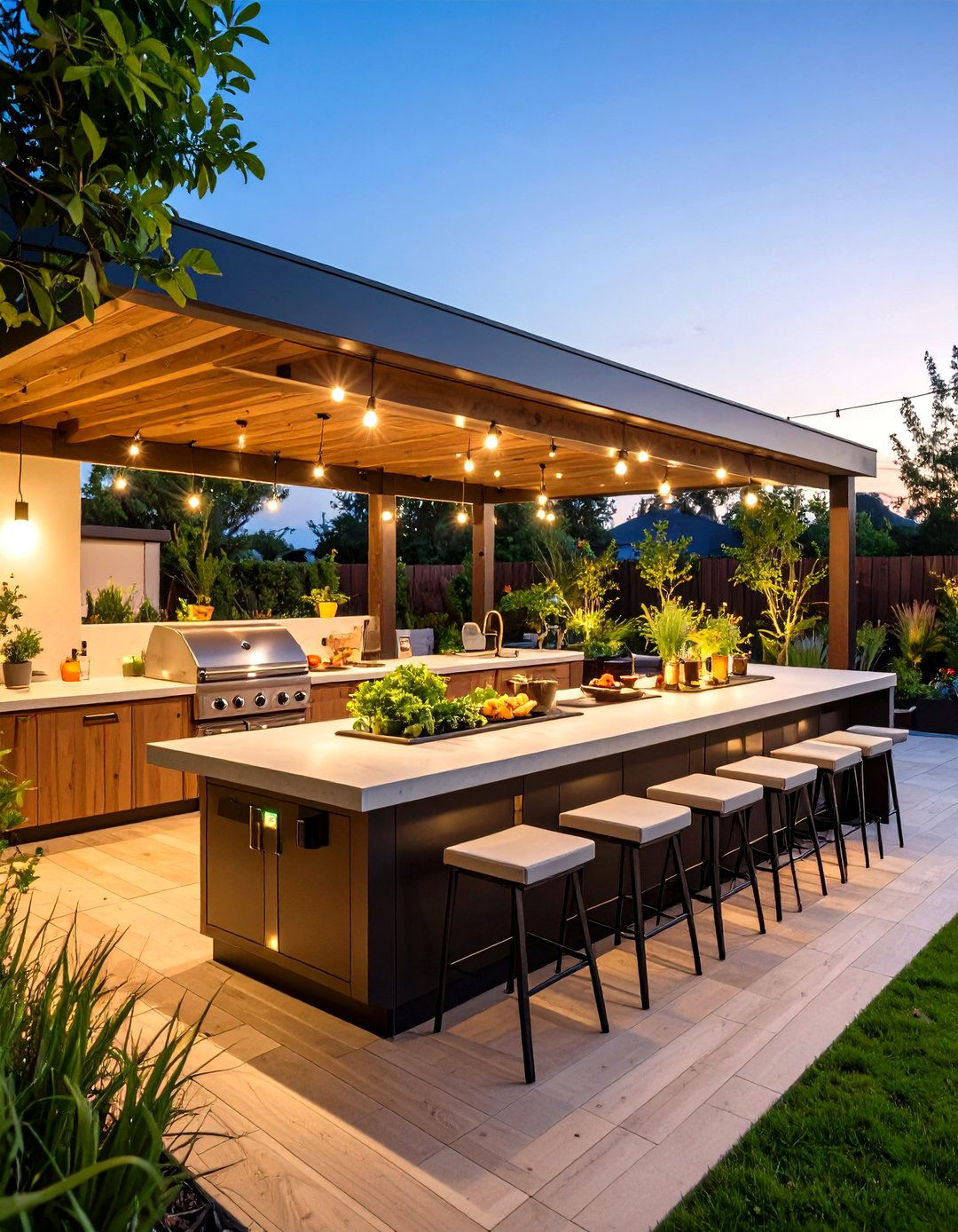 Two Tier Countertop Separating Prep and Serving - 25 outdoor kitchen countertop ideas