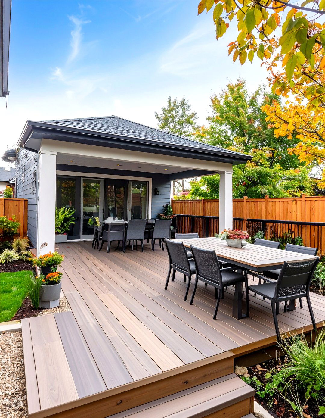 Two Tone Color Blocking with Composite Planks - 25 deck flooring ideas