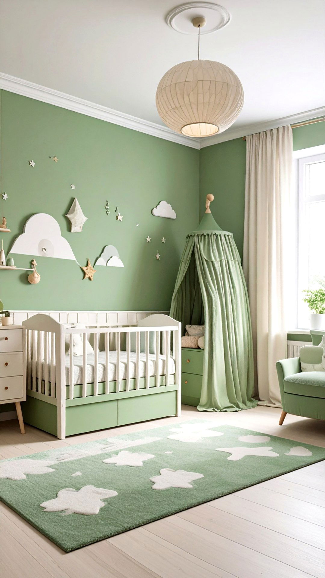 Two Tone Green Nursery Walls for Depth - 25 green nursery ideas
