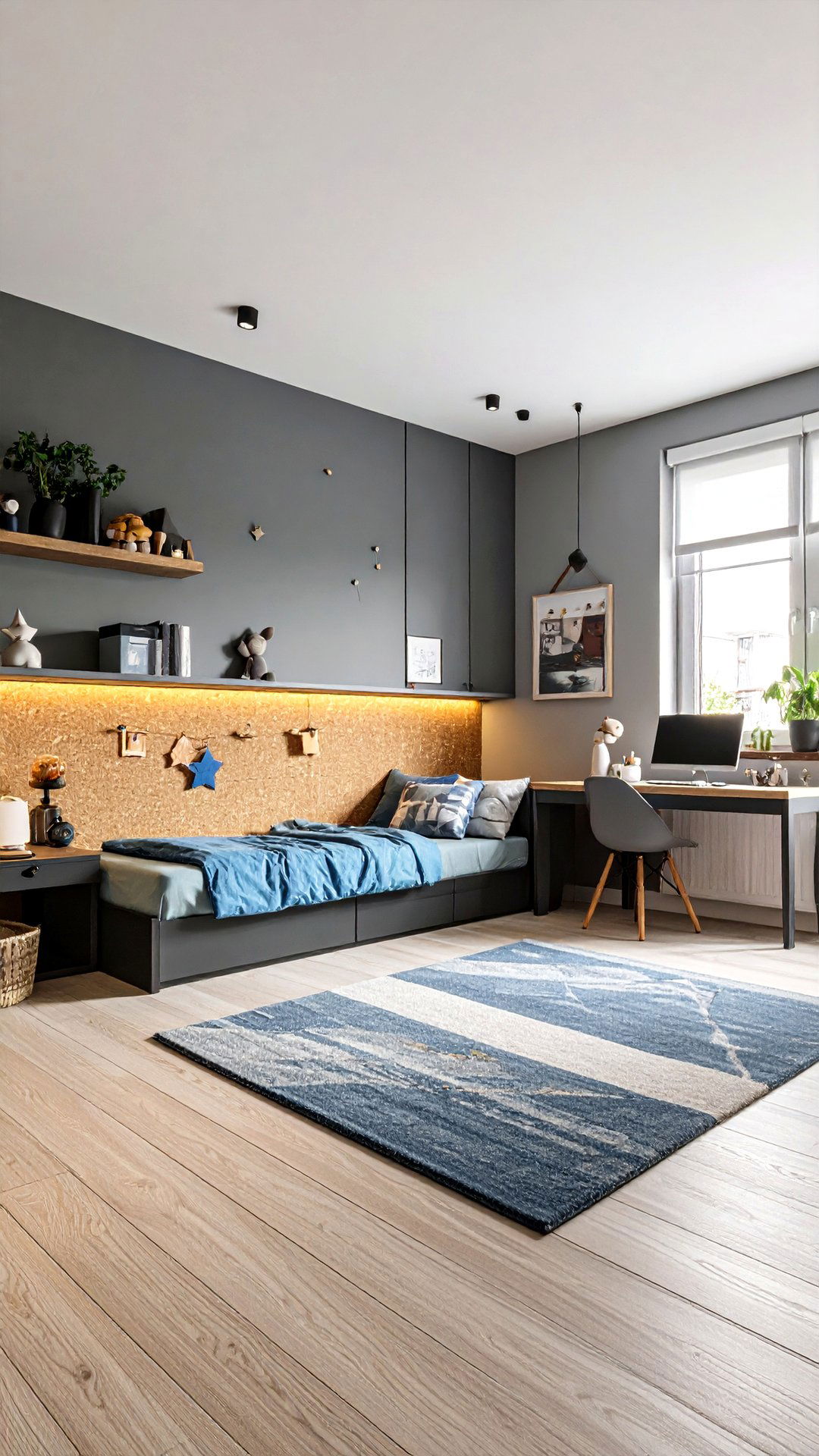 Two Tone Mid Grey Modern Boys Room Paint - 25 boys room paint ideas