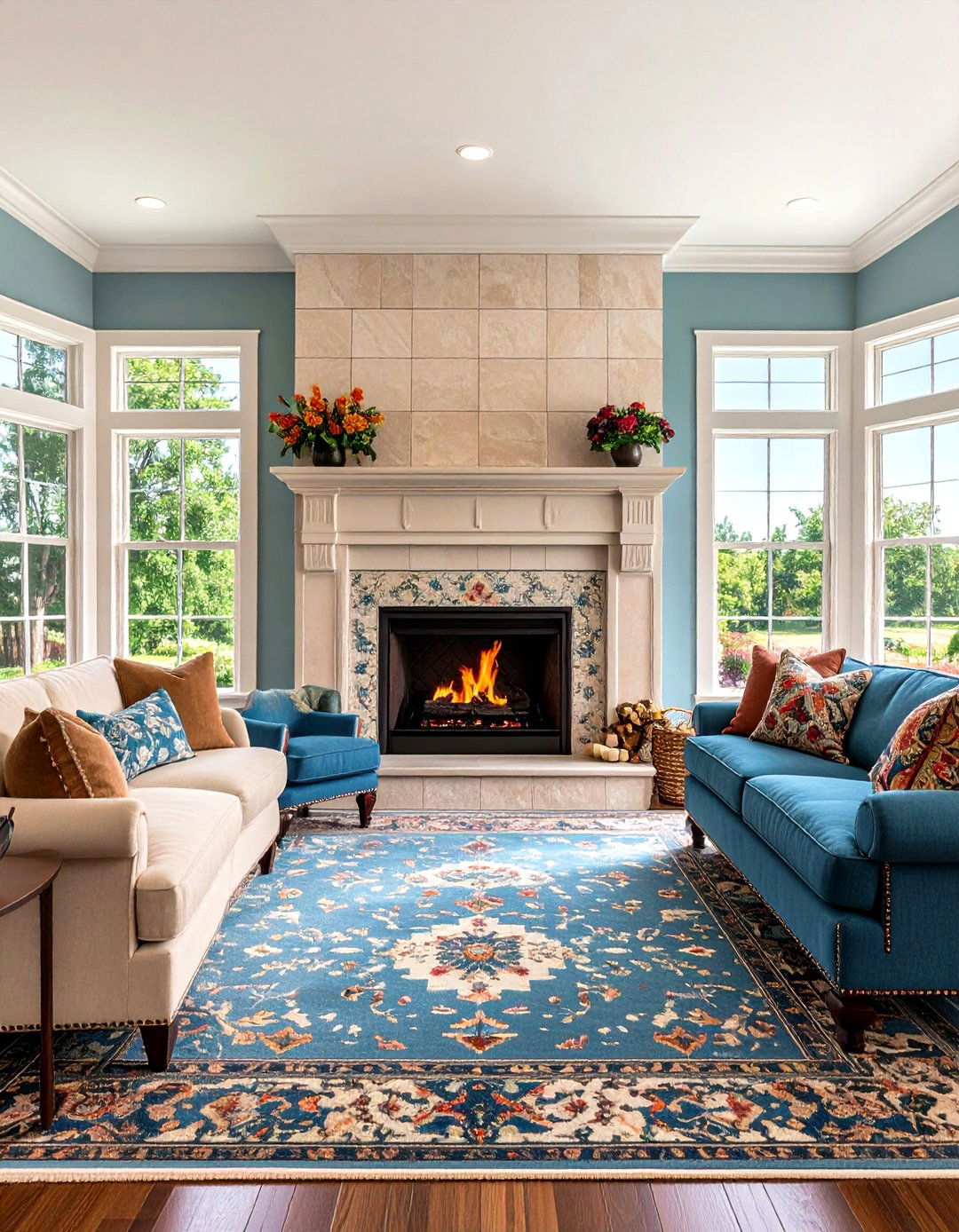 Two Tone Tile Border Fireplace Backsplash Frames the Firebox - 25 fireplace backsplash ideas