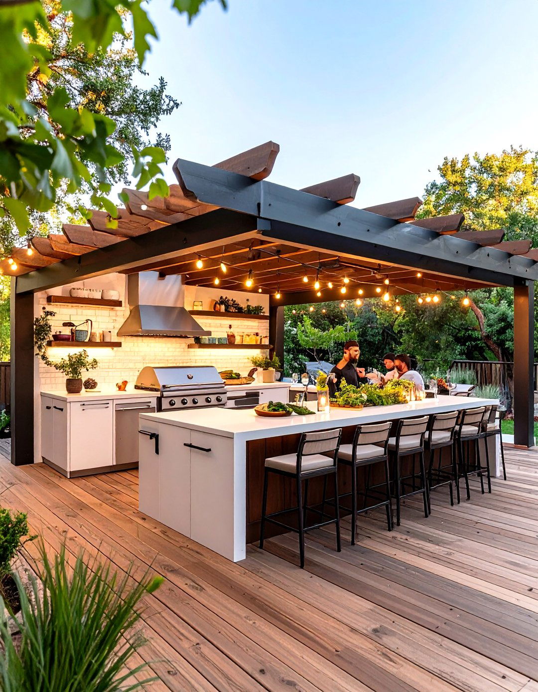 U Shaped Social Hub Wraps Guests in the Action - 25 outdoor kitchen on deck