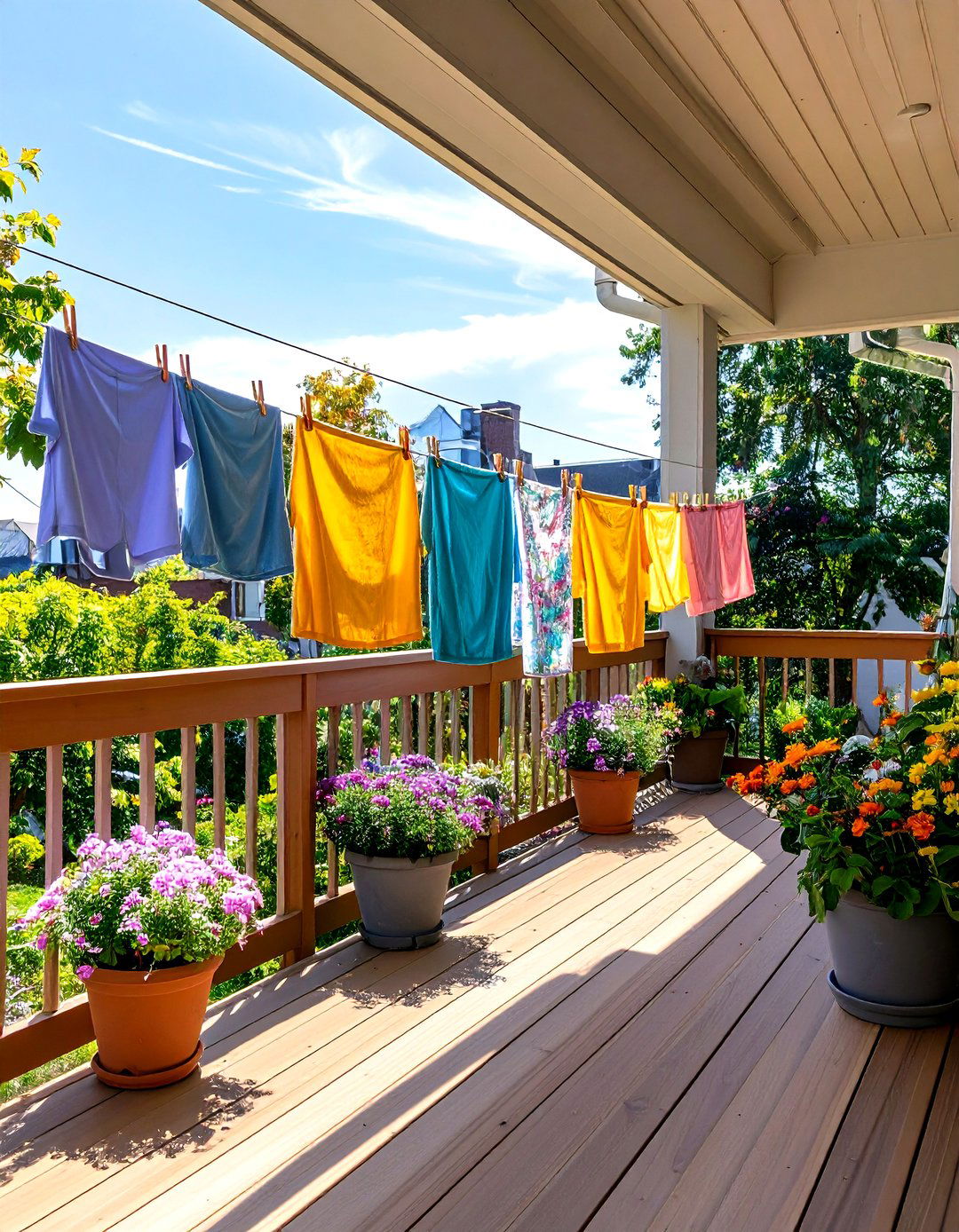 Under Deck Hideaway Clothesline - 25 outdoor clothesline ideas