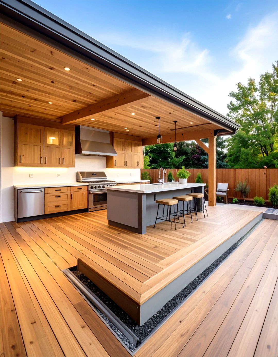 Under Deck Utility Runs Keep Surfaces Clutter Free - 25 outdoor kitchen on deck