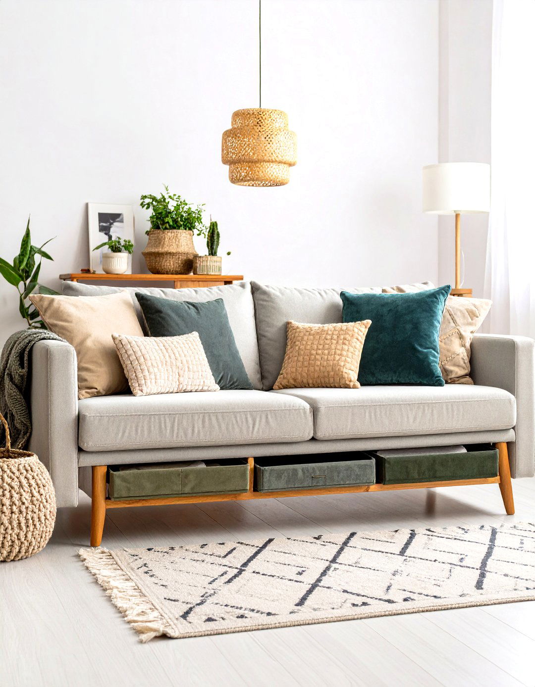 Under Sofa Storage Drawers Hide Living Room Clutter - 25 apartment small living room ideas