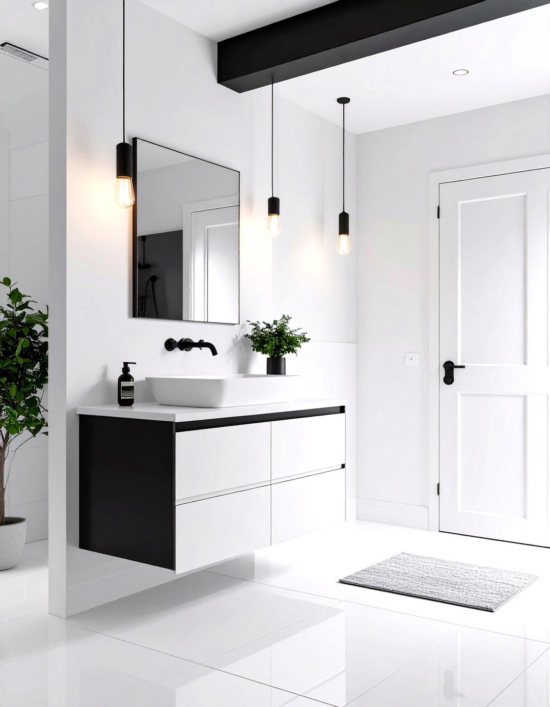 Under Stair Half Bath Upgrade - 25 bathroom with black fixtures