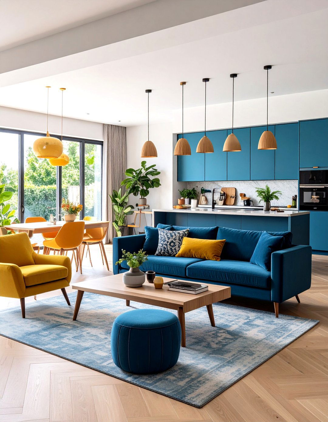 Unify Spaces with Bold Color Accents in an Open Floor Plan - 25 open floor plan ideas