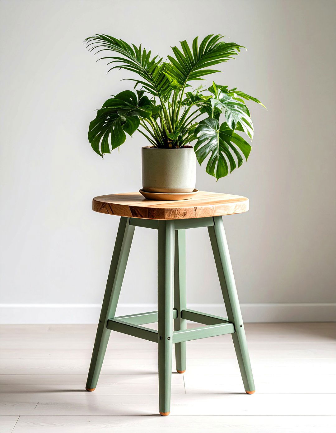 Upcycled Bar Stool Plant Stand - 25 outdoor plant stand ideas