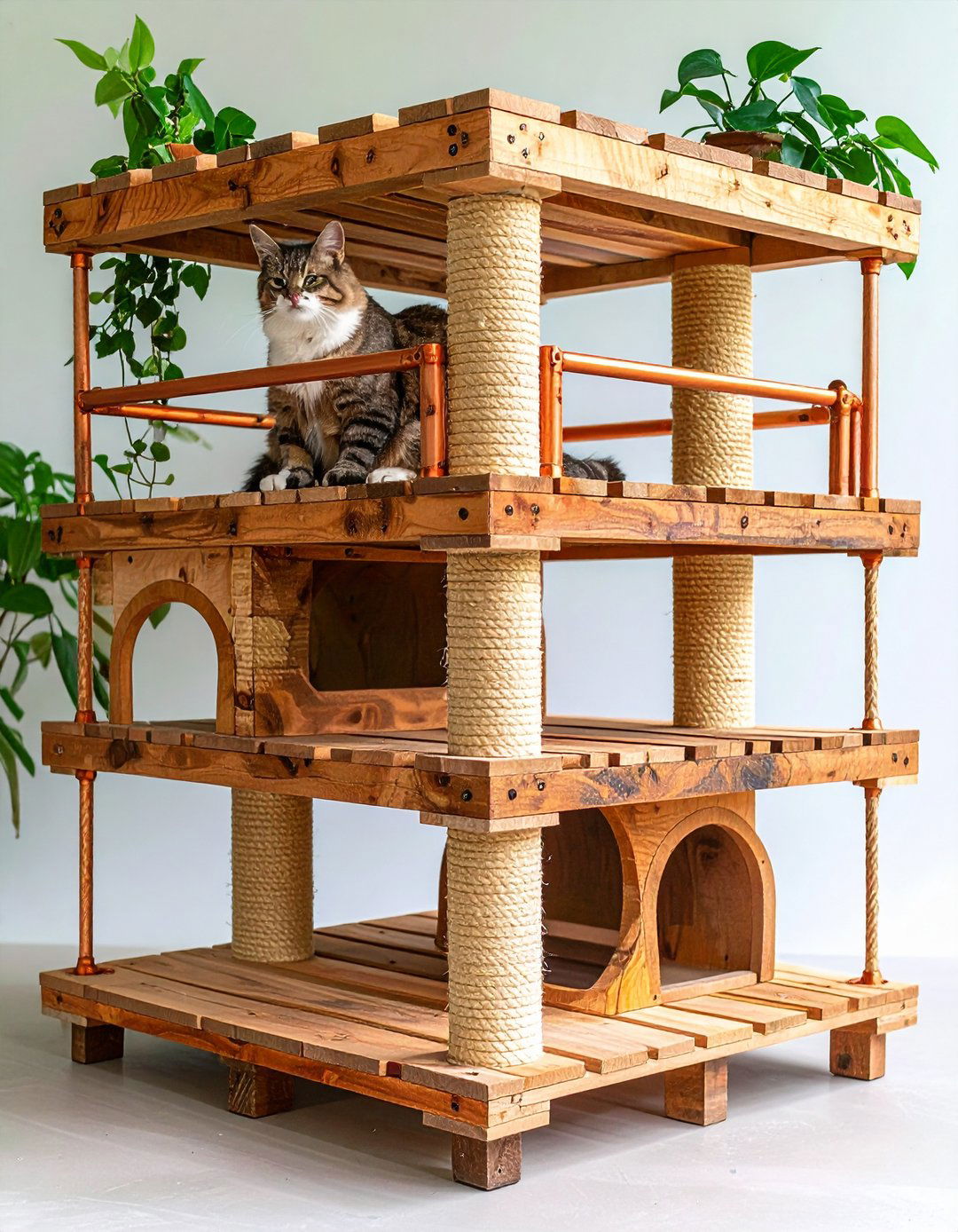 Upcycled Pallet Jungle Gym Cat Tree - 25 outdoor cat tree ideas