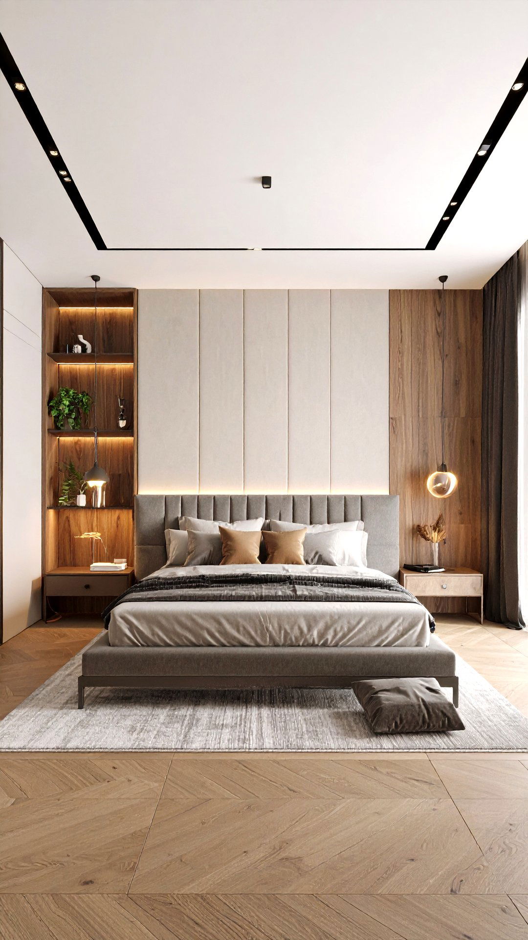 Upholstered Wall Bedroom Layout for Noise Dampening - 25 bedroom layout ideas