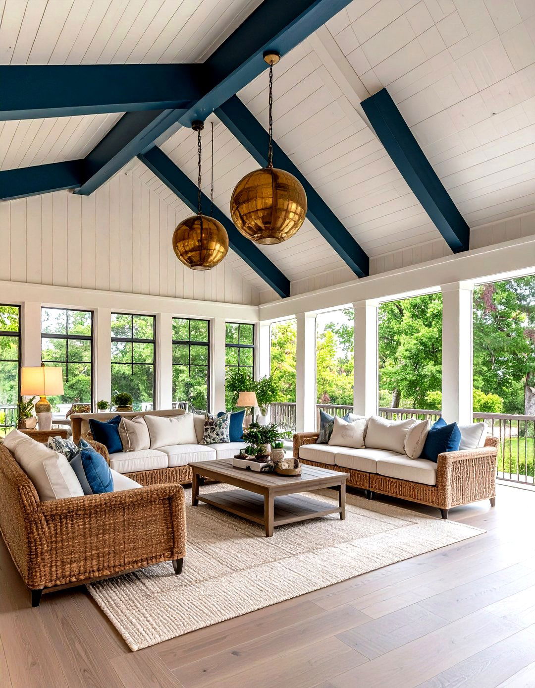 Vaulted Ceiling Open Gable Porch Painted a Bold Accent Color - 25 open gable porch ideas