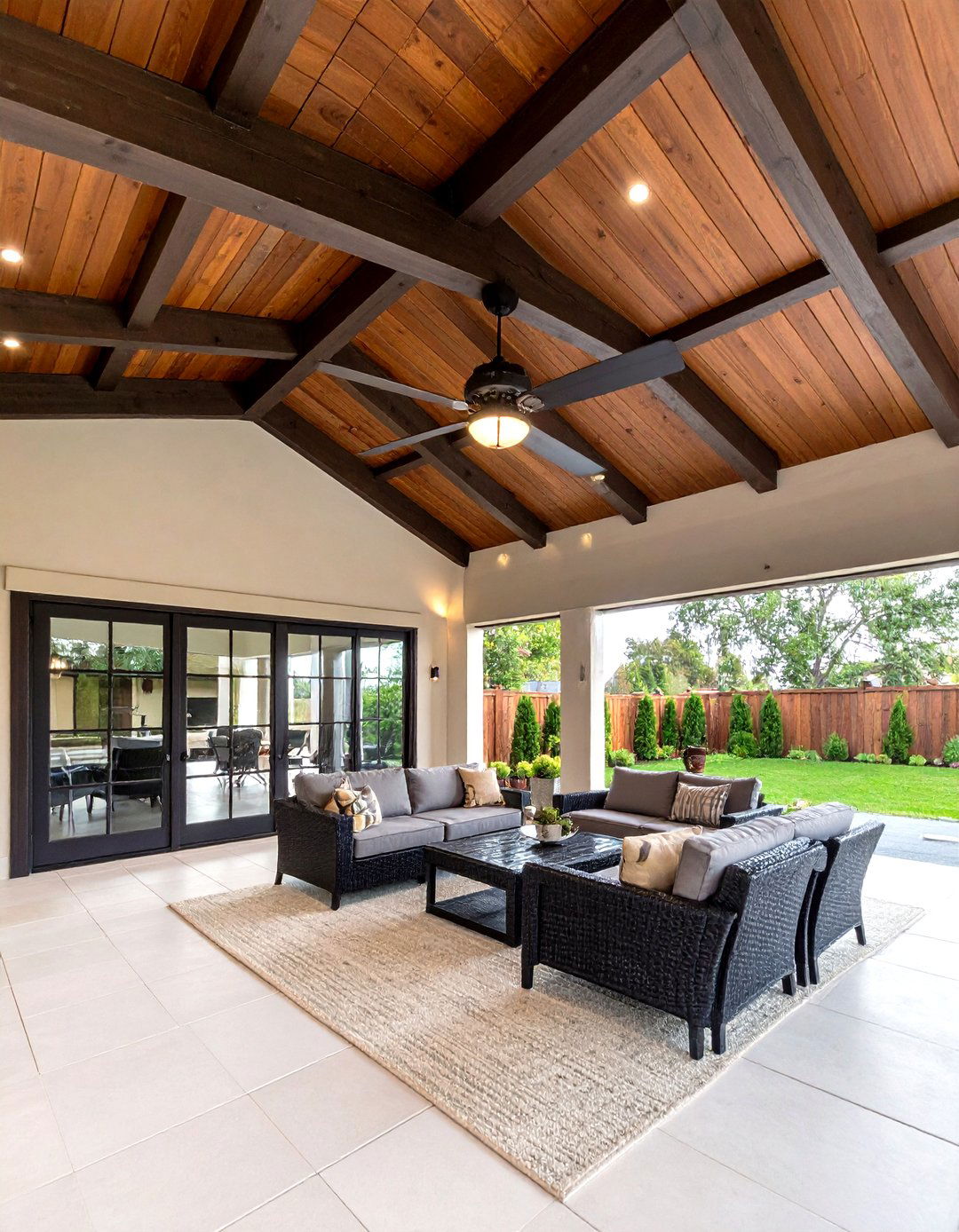 Vaulted Patio Ceiling Ready for Fans - 25 patio ceiling ideas