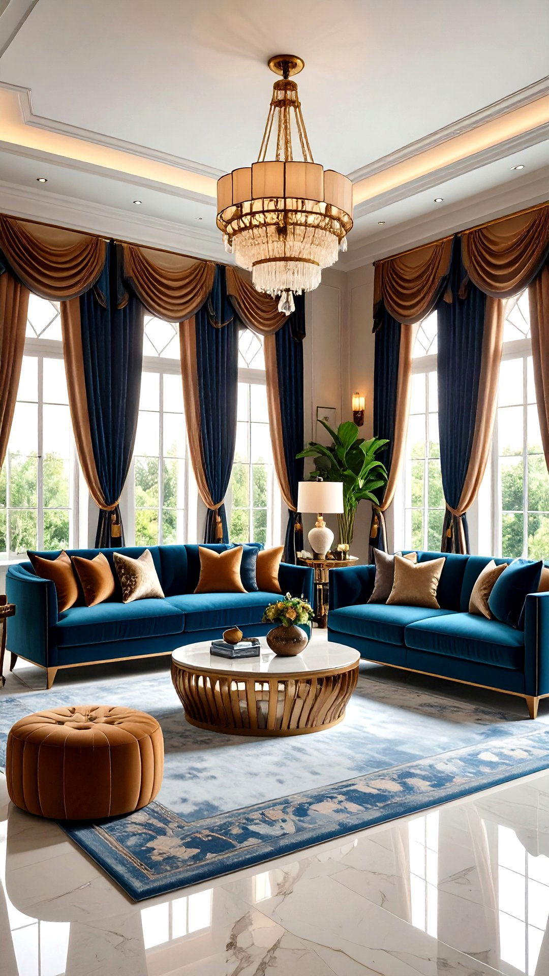 Velvet Drapes Add Theatrical Flair to an Art Deco Living Room - 25 art deco living room ideas