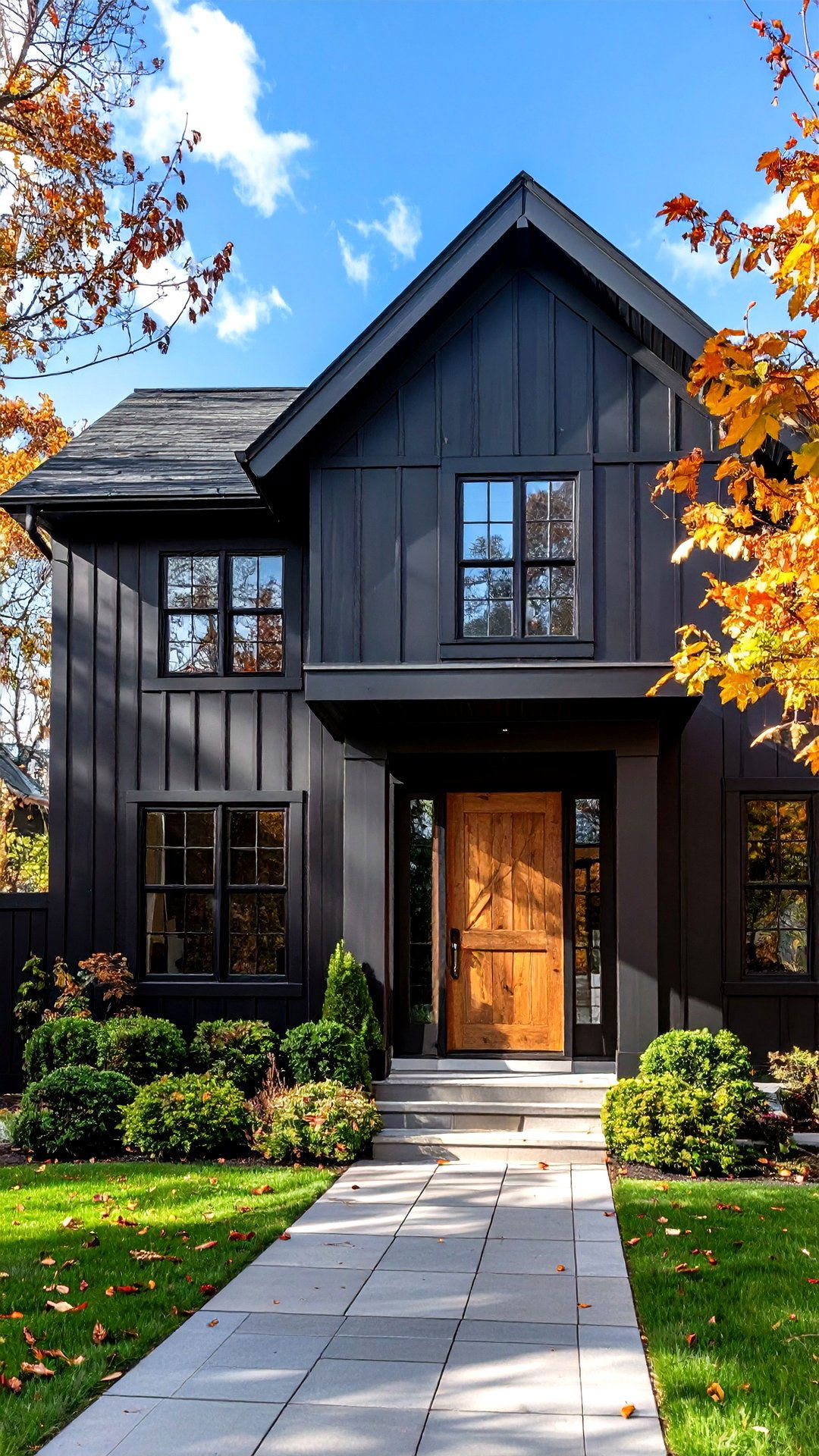 Vertical Board and Batten Drama - 25 black house exteriors & paint colors