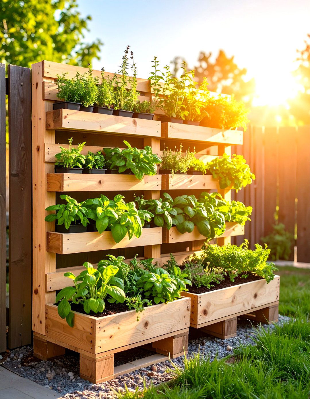 Vertical Herb Pallet Garden - 25 pallet garden ideas