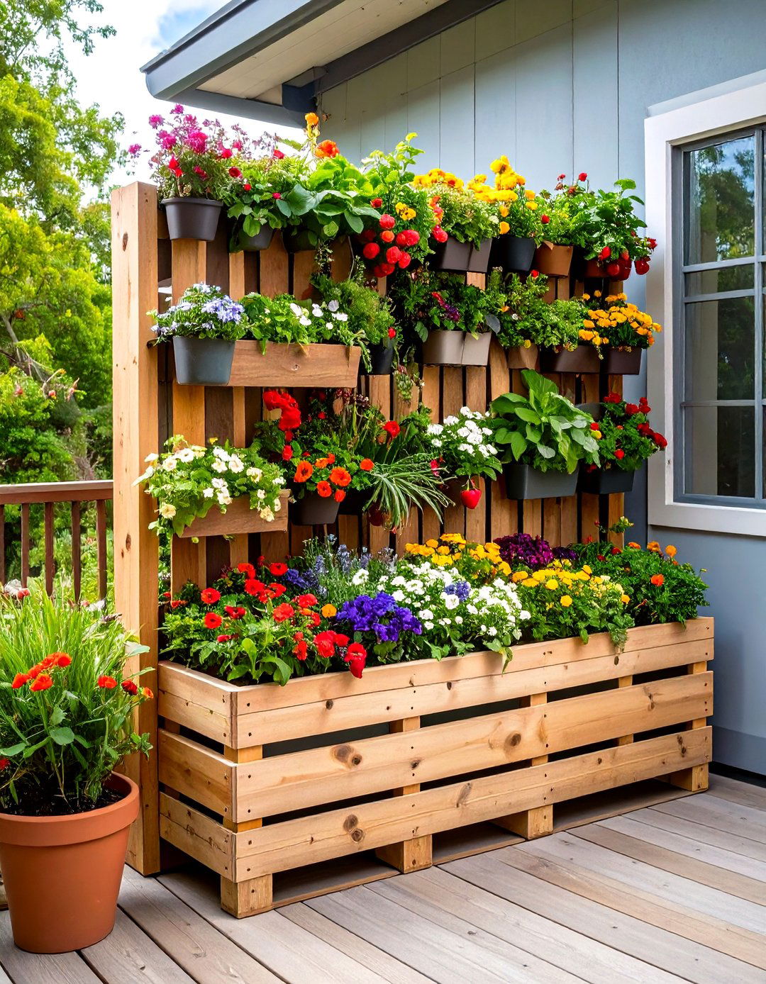 Vertical Pallet Flower Bed for Small Spaces - 25 flower bed ideas