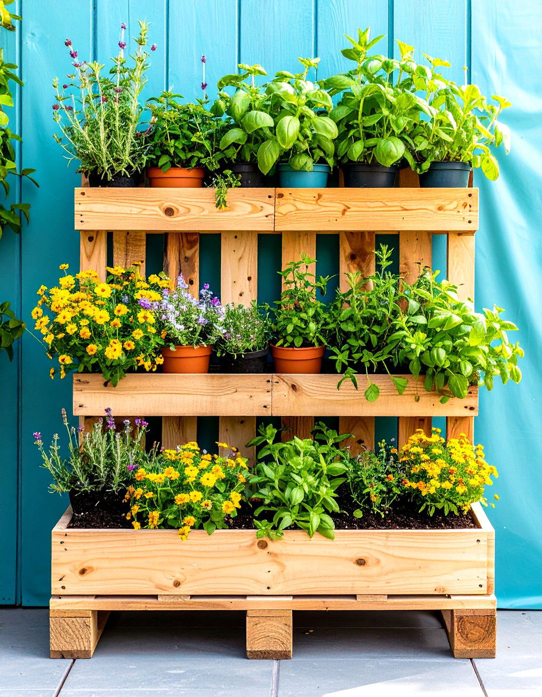Vertical Pallet Wall Plant Stand - 25 outdoor plant stand ideas