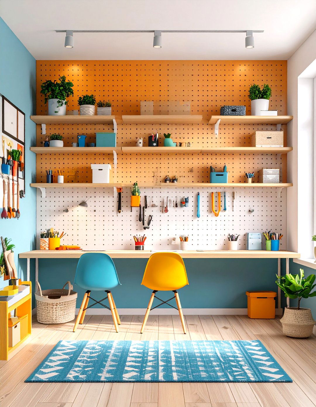 Vertical Storage Walls and Pegboard Systems - 25 art room ideas