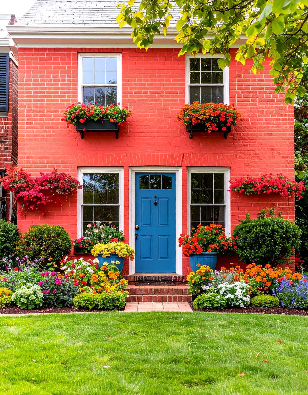 Vibrant Accent Wall on Brick House - 25 painted brick houses