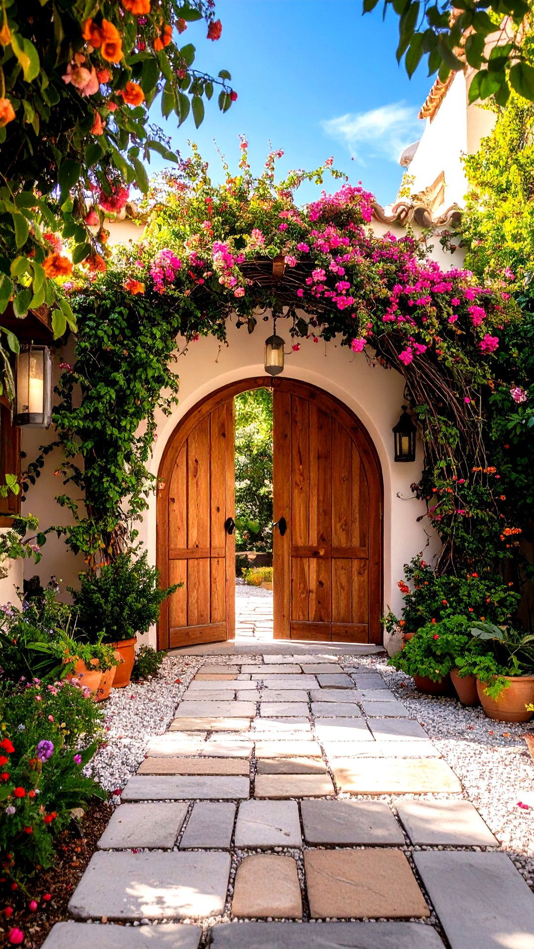 Vine Wrapped Moon Gate Charms the Boho House Exterior - 25 boho house exterior ideas