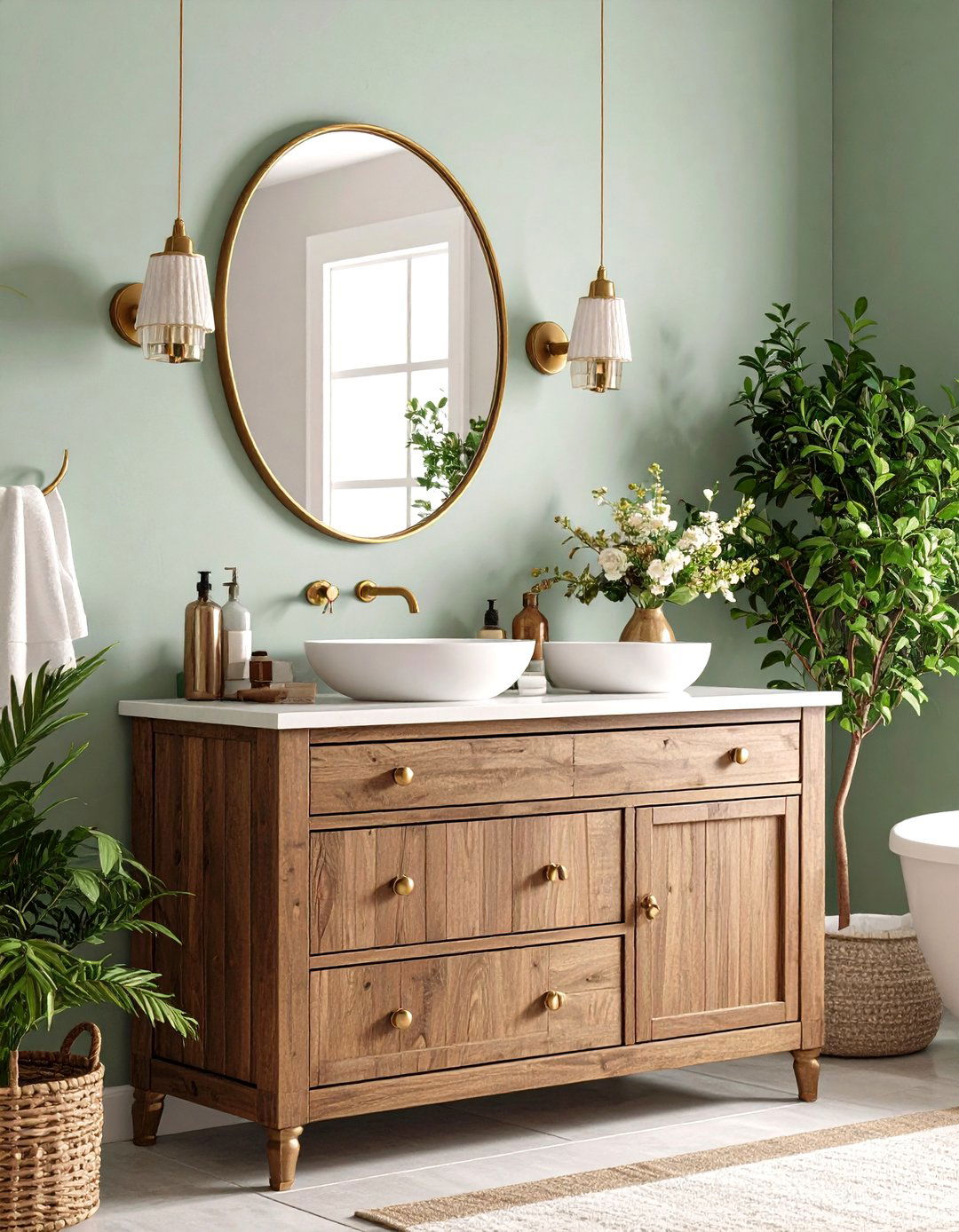 Vintage Dresser Turned Wood Bathroom Vanity Adds Character - 25 Wood Bathroom Vanity Ideas