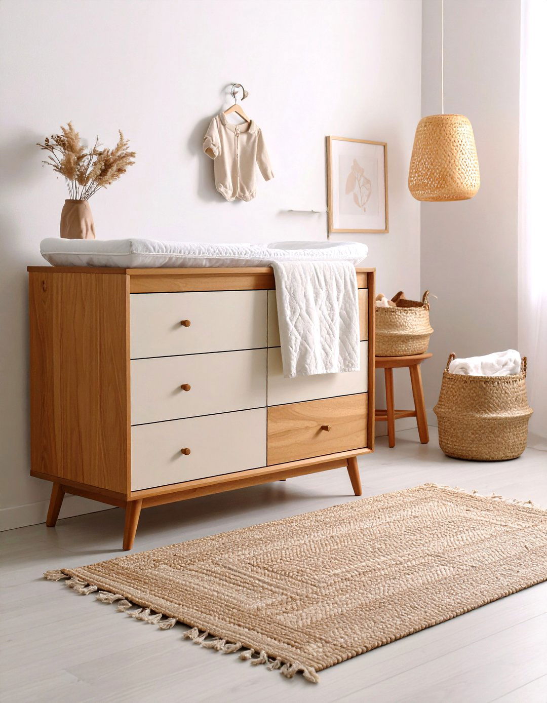 Vintage Dresser as Changing Station - 25 neutral nursery ideas