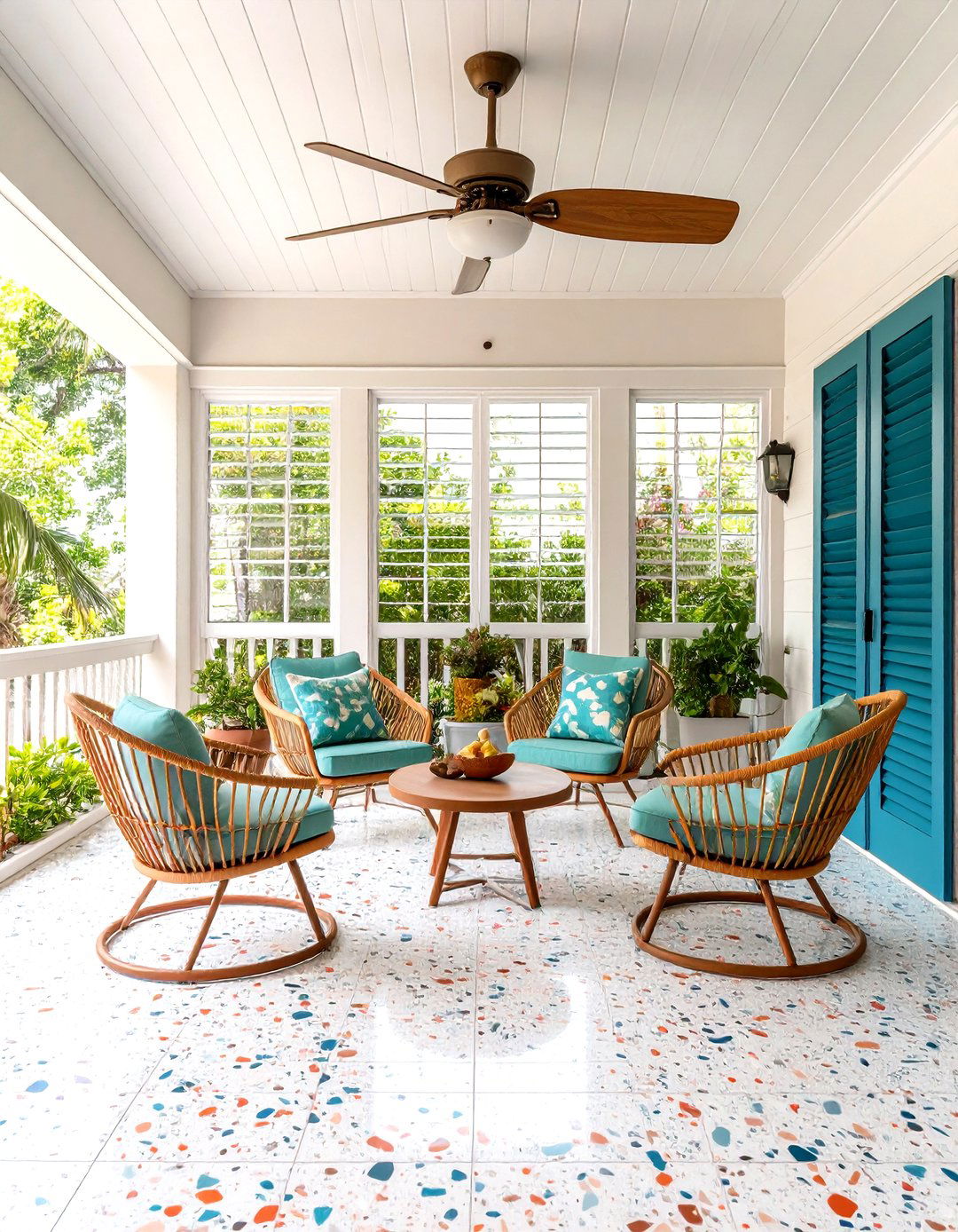 Vintage Florida Lanai with Terrazzo - 25 lanai porch & patio designs