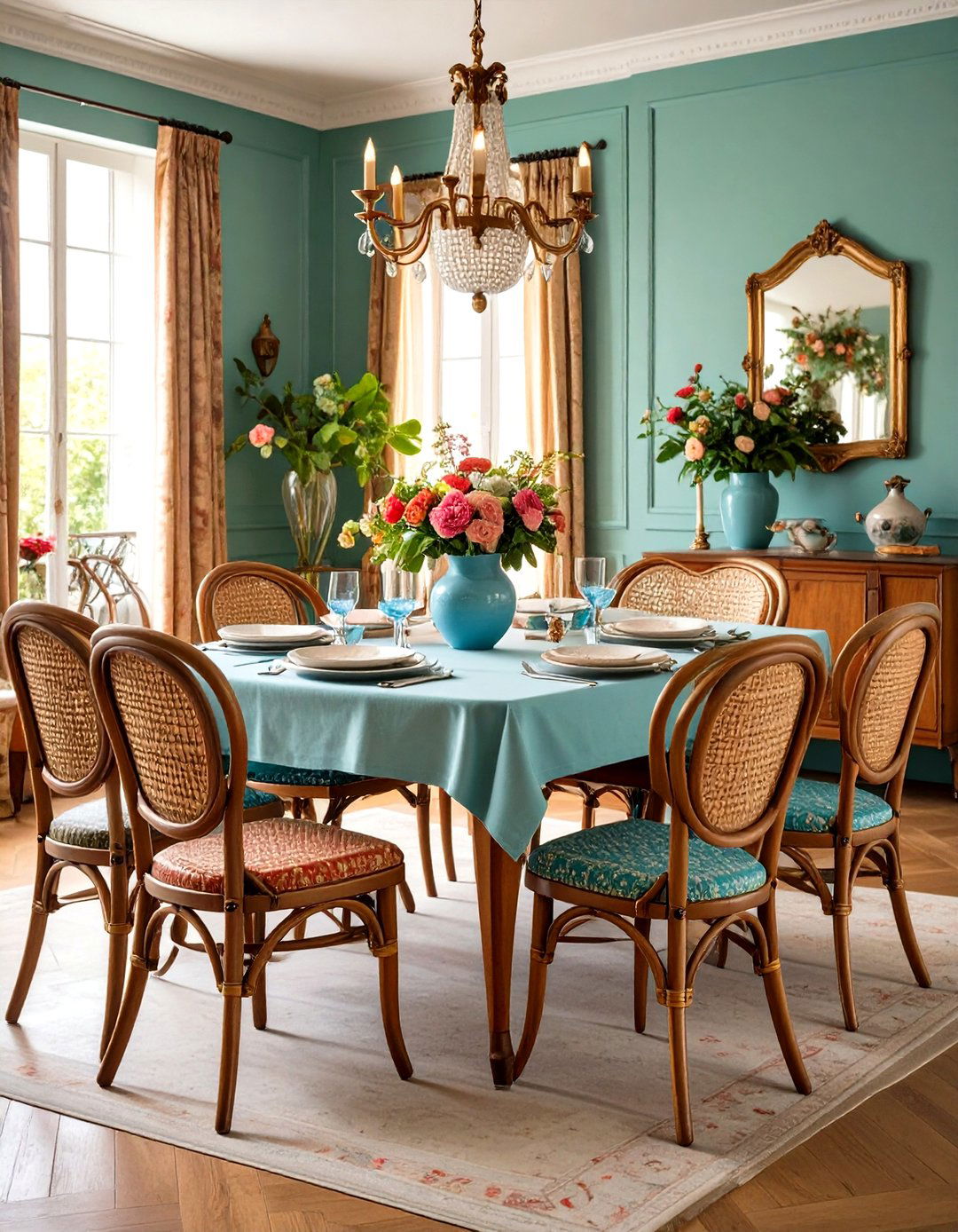 Vintage French Bistro Chairs in the Dining Room - 25 parisian dining room ideas