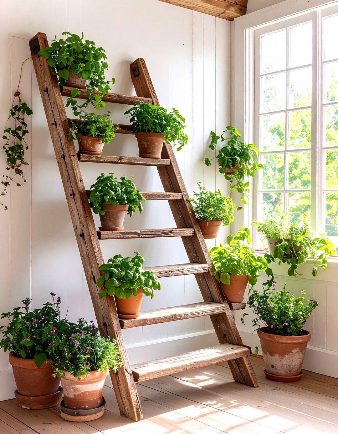 Vintage Ladder Stair Railing - 25 farmhouse rustic stair railing ideas