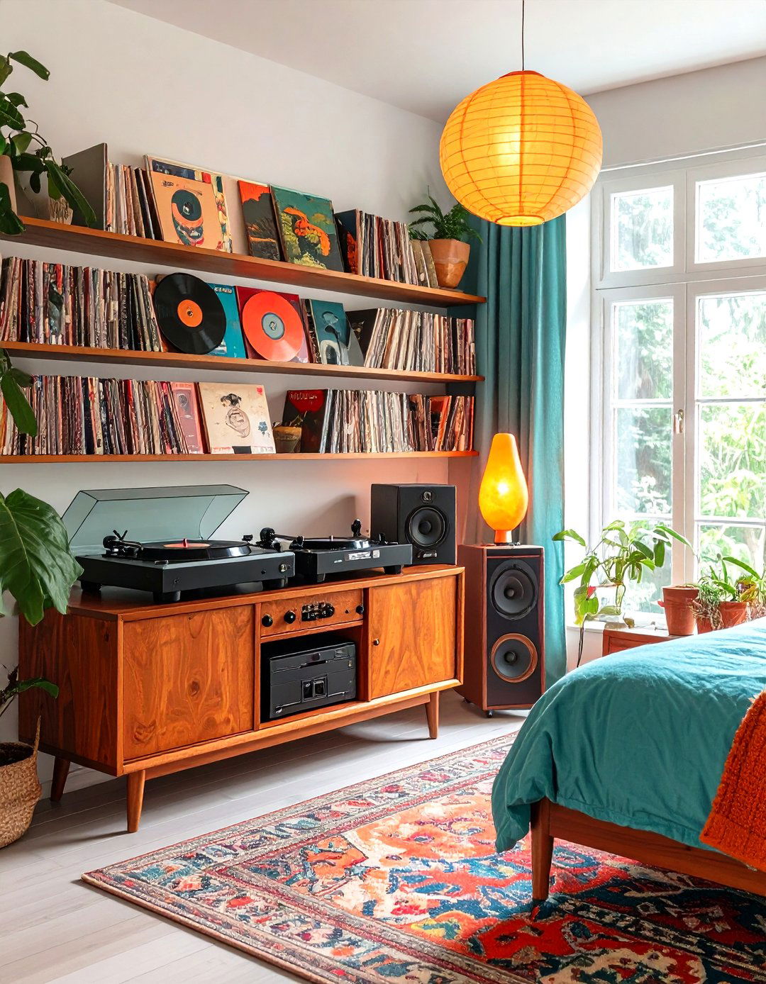 Vintage Record Corner Sets the Soundtrack - 25 70s bedroom decor ideas