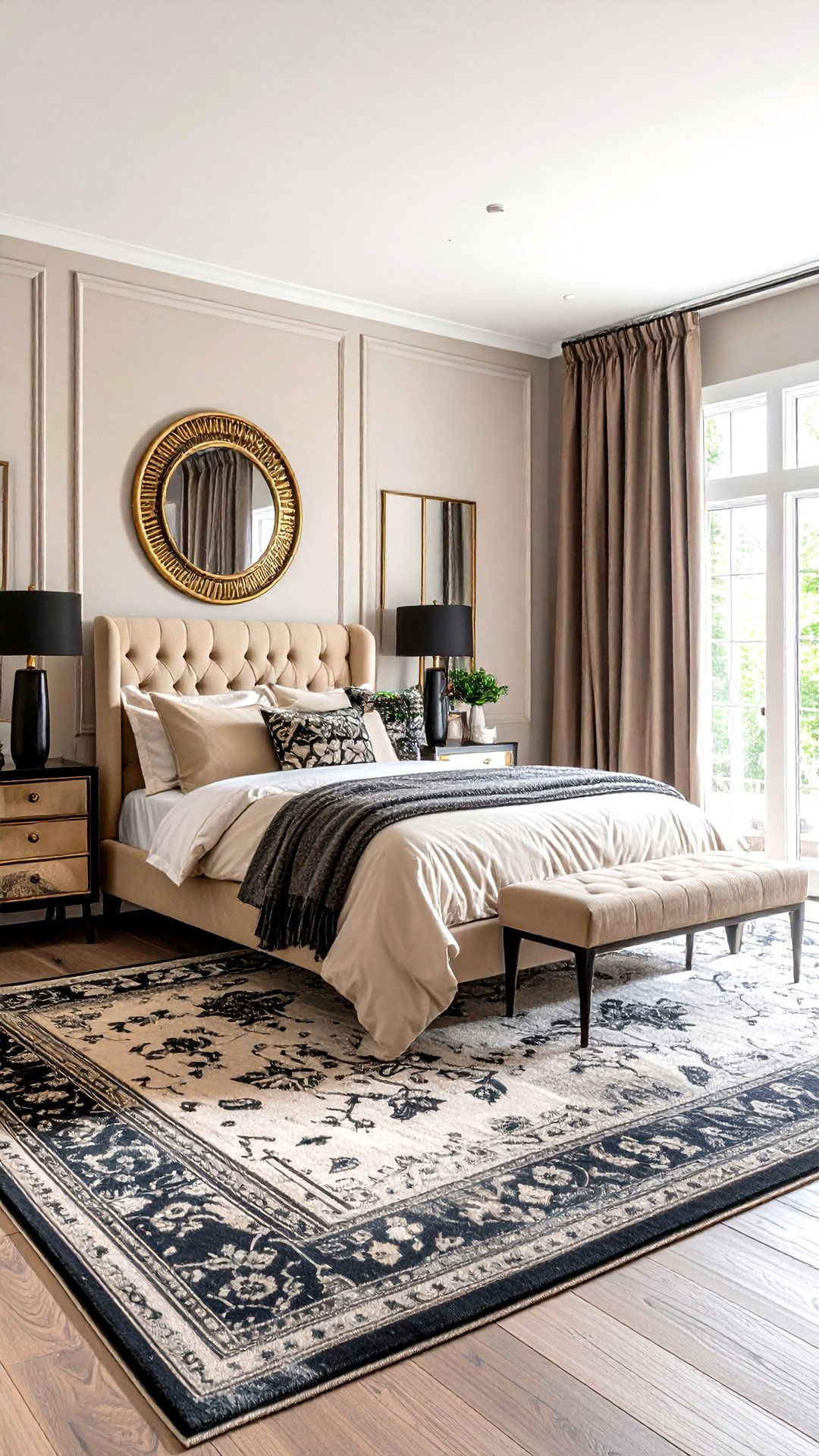 Vintage Touches Personalize a Black and Beige Bedroom - 25 black and beige bedroom design ideas