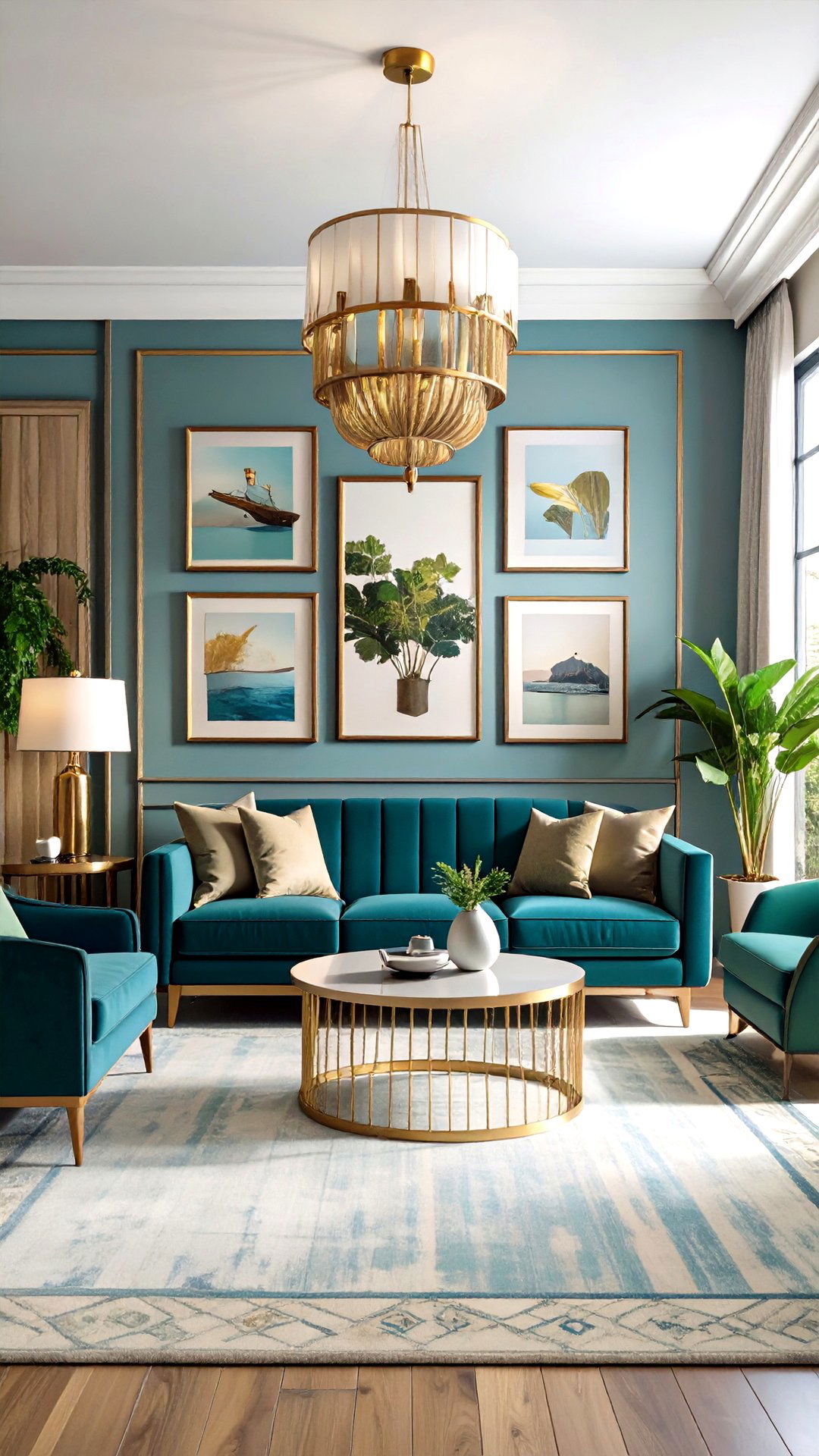 Vintage Travel Posters Personalize an Art Deco Living Room - 25 art deco living room ideas