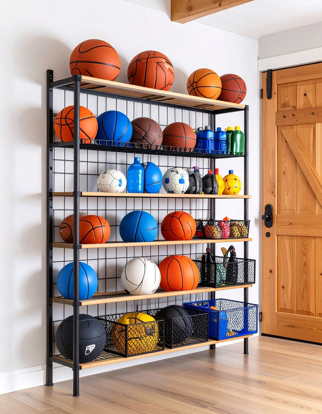 Wall Mounted Ball Rack Frees Up Floor Space - 25 outdoor toy storage ideas