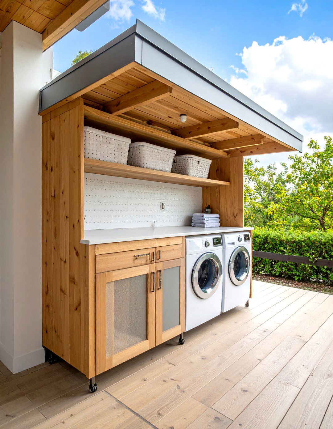 Wall Mounted Folding Station Saves Steps - 25 outdoor laundry area design ideas